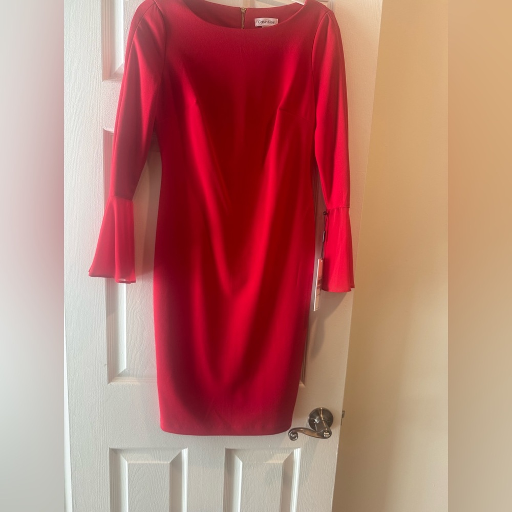 Calvin klein Chiffon bell sleeves midi dress